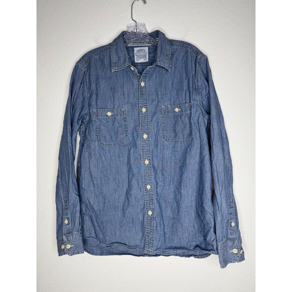 Devil-Dog Dungarees Blue Chambray Button Down Shirt Long Sleeve Cotton Men's M